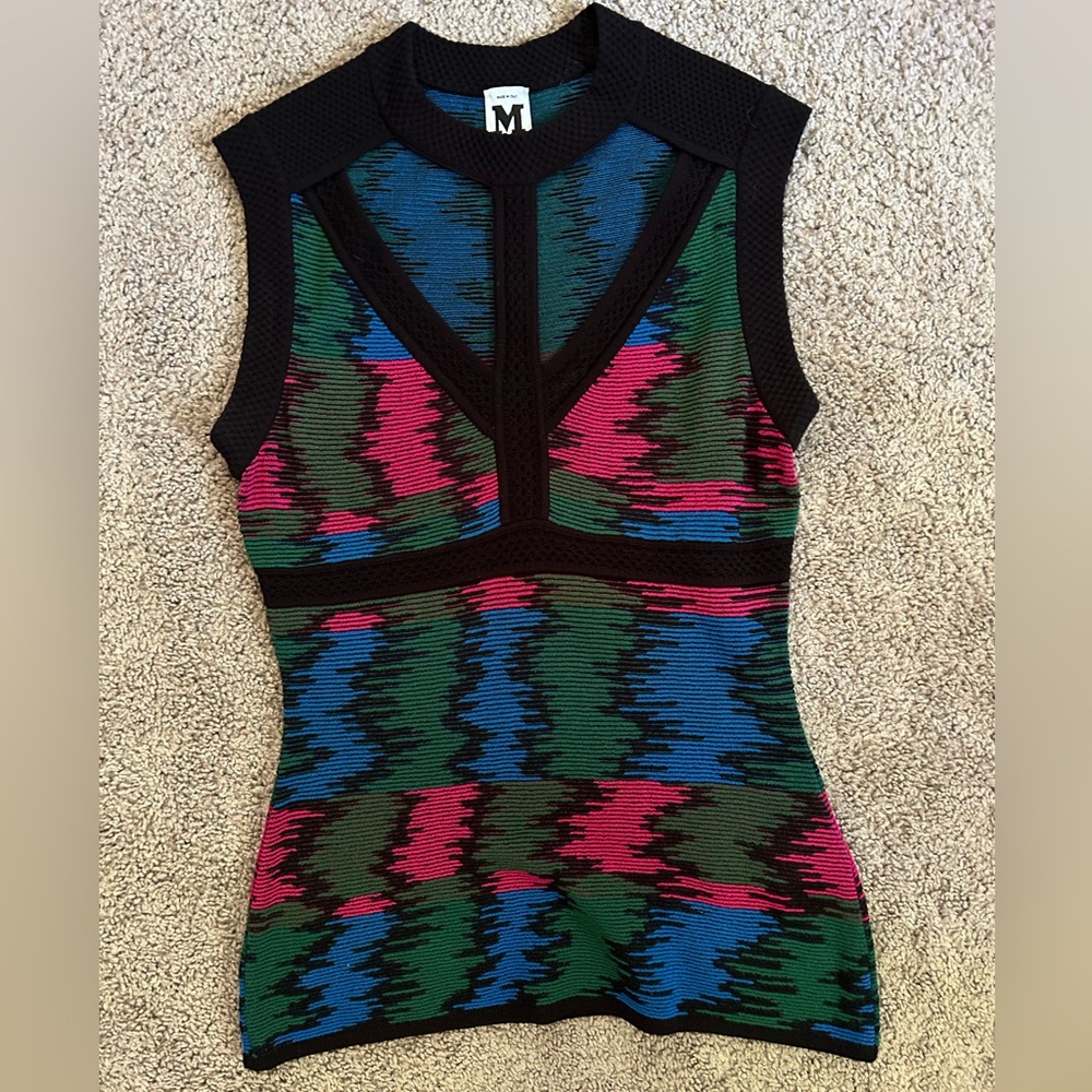Missoni Black, Pink, and Green Patterned Tank Top